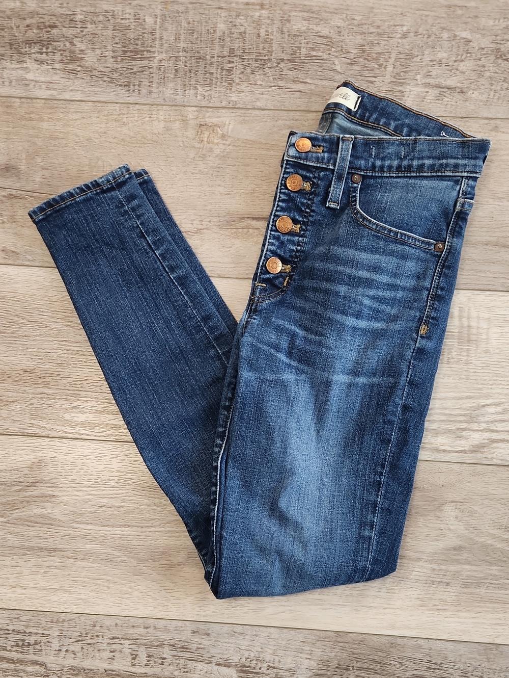 Madewell High-Rise Dark Blue Women's Skinny Jeans with Button Fly